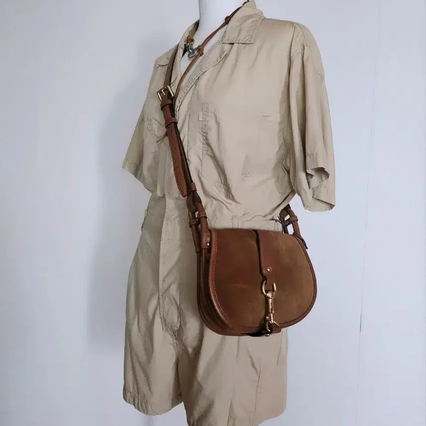 [BUNJANG] Michael Kors Jamie Medium Suede Saddle Bag / 마이클코어스  제이미 미디움 스웨이드 새들 백