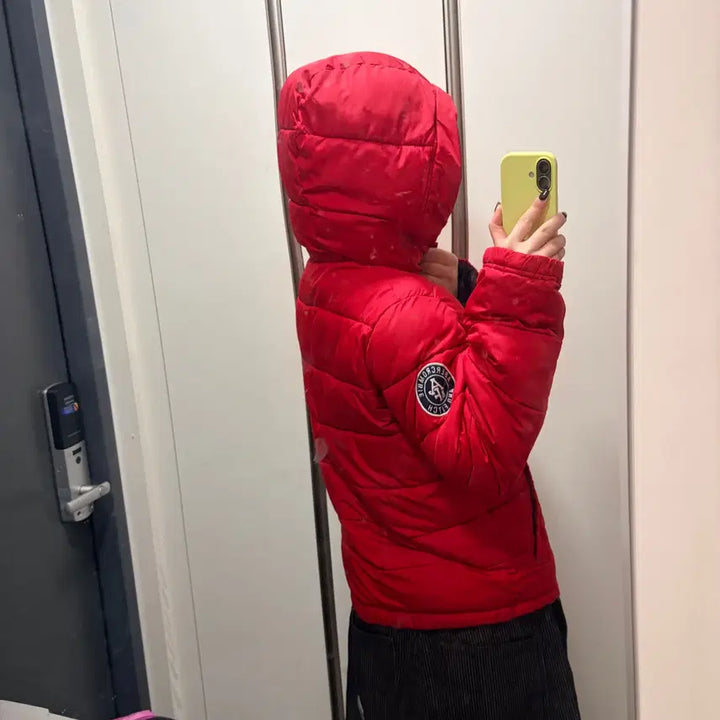 [BUNJANG] Abercrombie &amp; Fitch Cam Shell Padded Jacket Red / 아베크롬비 캠쉘 패딩 레드