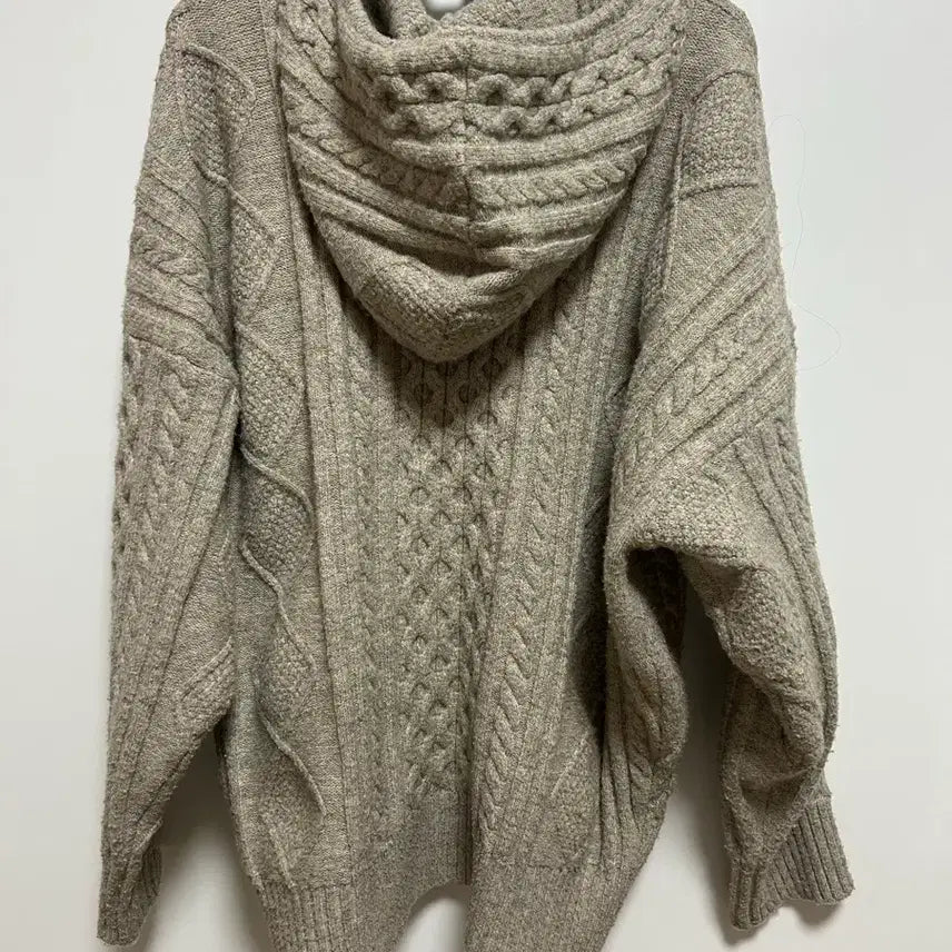 [BUNJANG] Lafarge Store Cable Knit Hooded Zip-up / 라퍼지스토어 케이블 니트 후드집업