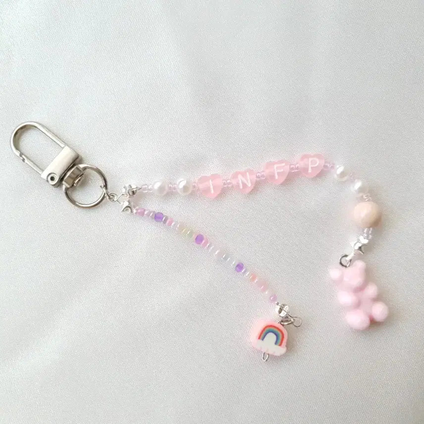 [BUNJANG] Jelly Bear Rainbow Charm INFP Initial Keyring / 젤리곰 레인보우 참 MBTI 이니셜 키링 INFP 키링