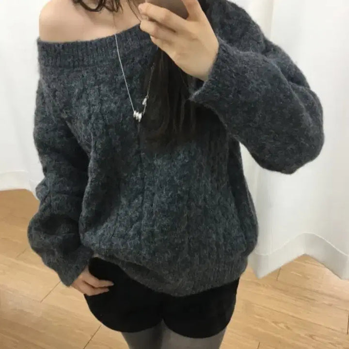 [BUNJANG] Ourcabinet Wendy Loose Knit Sweater / 아워캐비넷 wendy loose knit 니트 차콜