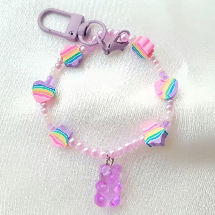 [BUNJANG] Handmade Purple Teddy Bear Keyring / 핸드메이드 퍼플 곰돌이 키링