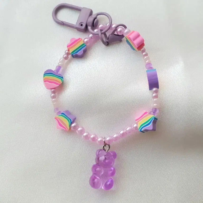 [BUNJANG] Handmade Purple Teddy Bear Keyring / 핸드메이드 퍼플 곰돌이 키링