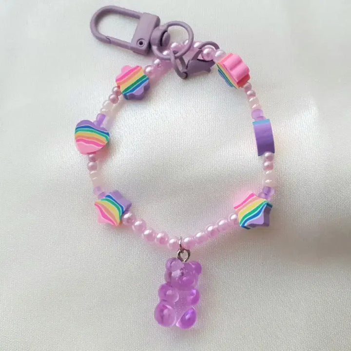 [BUNJANG] Handmade Purple Teddy Bear Keyring / 핸드메이드 퍼플 곰돌이 키링