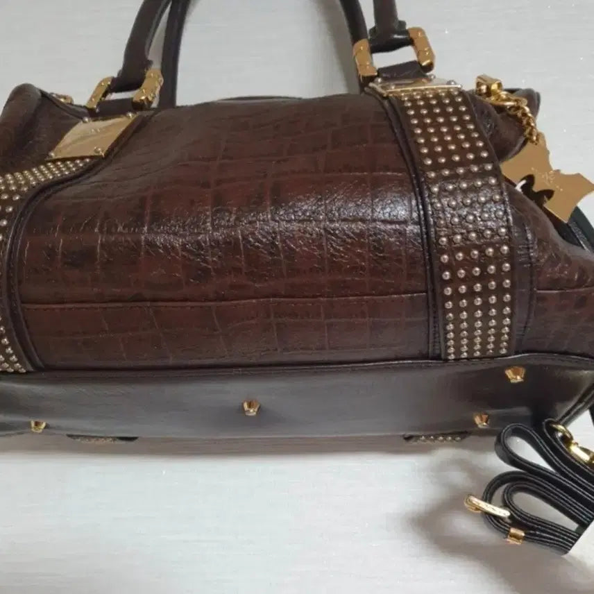 [BUNJANG] Metro City Crocodile Pattern Tote Bag Dark Brown / 메트로시티 악어 패턴 토트백 다크 브라운