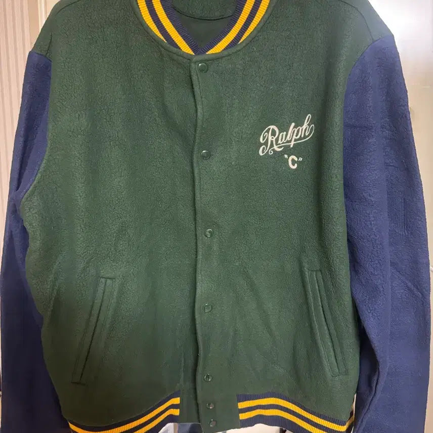 [BUNJANG] Polo Ralph Lauren Fleece Varsity Jacket / 폴로랄프로렌 플리스 바시티 그린(XL)
