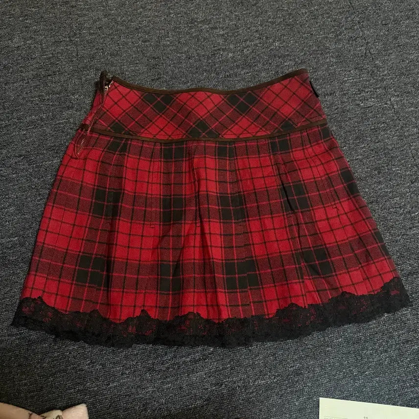 [BUNJANG] Wise Girl Vintage Punk Kitsch Check Skirt / 와이즈걸 빈티지 펑크 키치 체크스커트