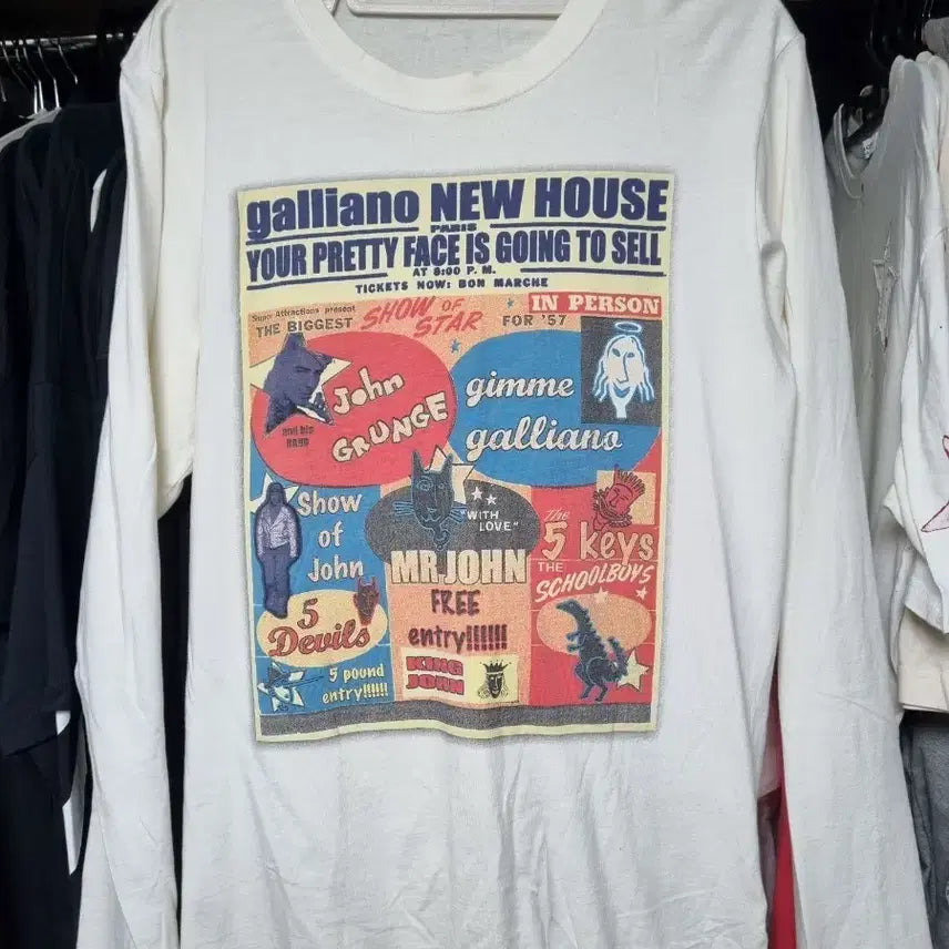 [BUNJANG] John Galliano Long Sleeve T-Shirt / 존 갈리아노 프린팅 긴팔 티셔츠