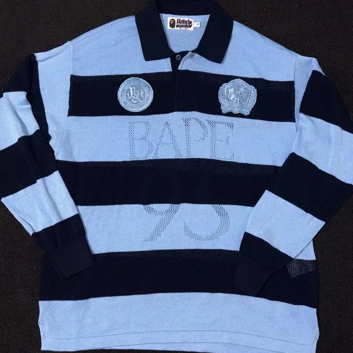 [BUNJANG] BAPE Jacquard Multi Logo Striped Relaxed Fit T-shirt / (택,포장포함) 베이프 자카드 멀티로고 스트라이프 릴렉스트 핏 티셔츠