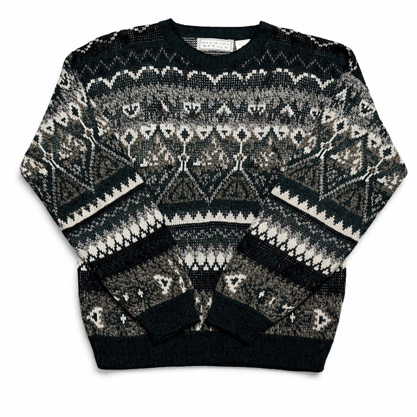 [BUNJANG] Michael Gerald Fair Isle Nordic Vintage Knit Sweater / USA 90s 미국 빈티지 페어아일 노르딕 올드스쿨 니트 스웨터 M