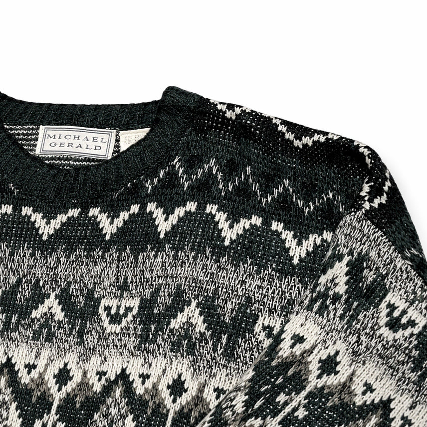 [BUNJANG] Michael Gerald Fair Isle Nordic Vintage Knit Sweater / USA 90s 미국 빈티지 페어아일 노르딕 올드스쿨 니트 스웨터 M