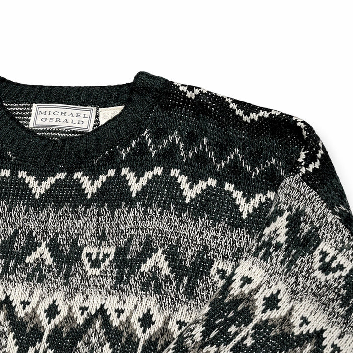 [BUNJANG] Michael Gerald Fair Isle Nordic Vintage Knit Sweater / USA 90s 미국 빈티지 페어아일 노르딕 올드스쿨 니트 스웨터 M