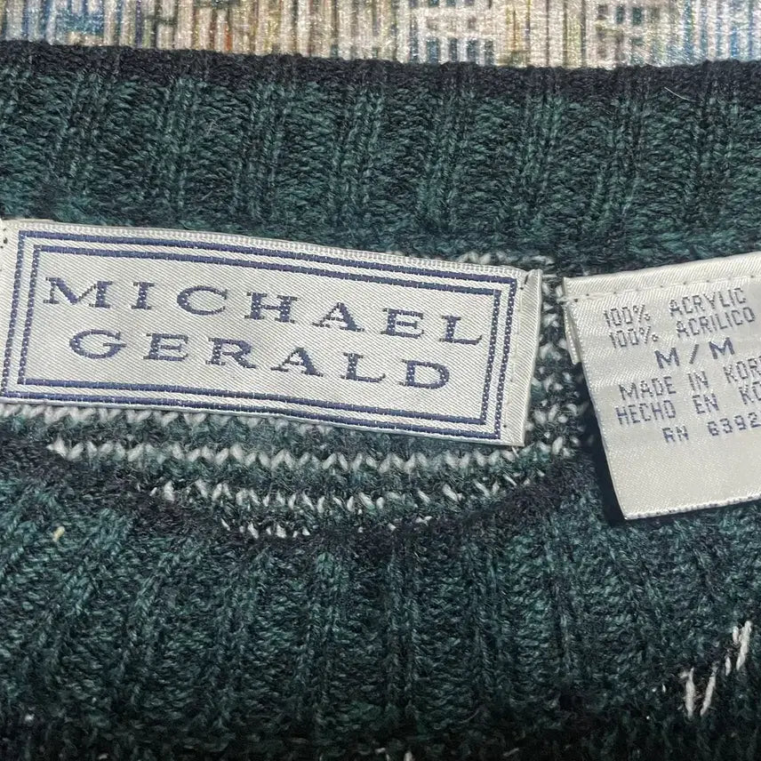 [BUNJANG] Michael Gerald Fair Isle Nordic Vintage Knit Sweater / USA 90s 미국 빈티지 페어아일 노르딕 올드스쿨 니트 스웨터 M