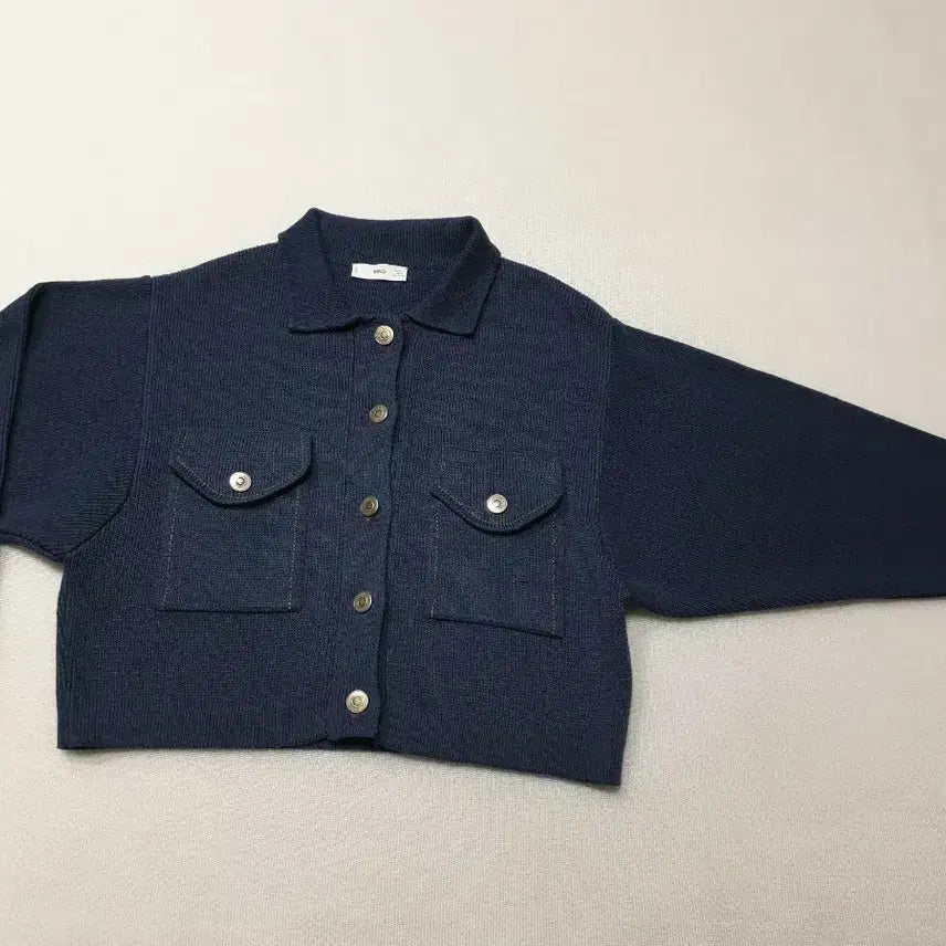 [BUNJANG] MNG Navy Knit Pocket Jacket (Women&