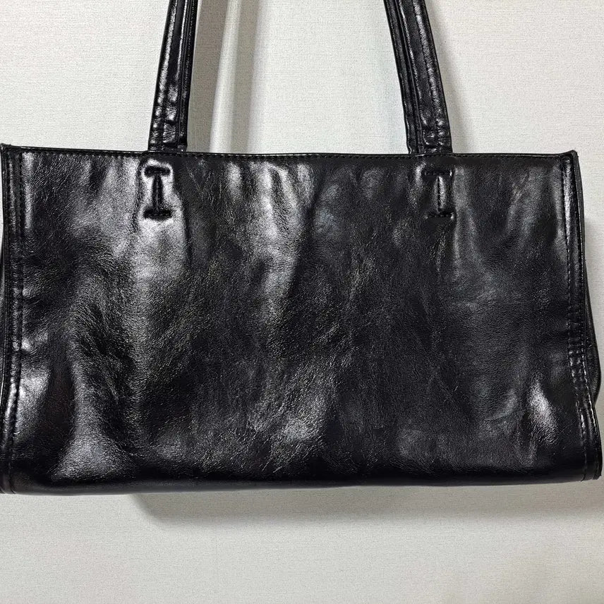 [BUNJANG] Generic Square Glossy Shopper Bag / 여성 사각 광택 쇼퍼백 (잡790)