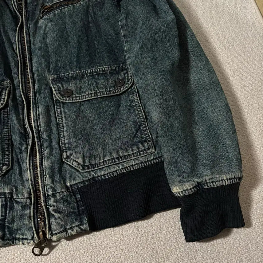 [BUNJANG] Johnbull Vintage Two-Way Fur Washed Denim Mustang Jacket / 일본빈티지 johnbull 투웨이 퍼 워싱 청 무스탕 자켓
