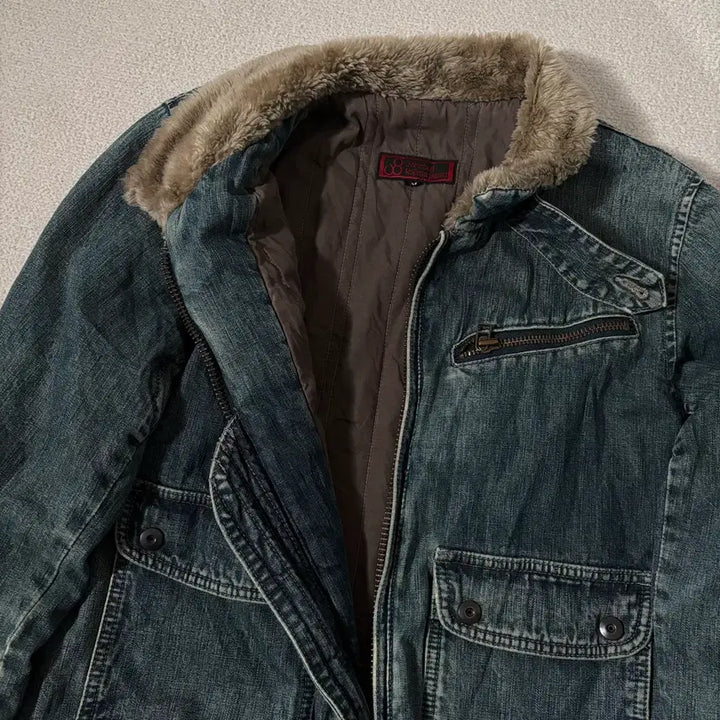 [BUNJANG] Johnbull Vintage Two-Way Fur Washed Denim Mustang Jacket / 일본빈티지 johnbull 투웨이 퍼 워싱 청 무스탕 자켓