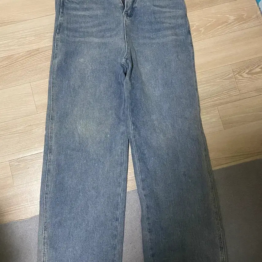 [BUNJANG] Denim Wide Pants / 연청 데님 와이드 팬츠