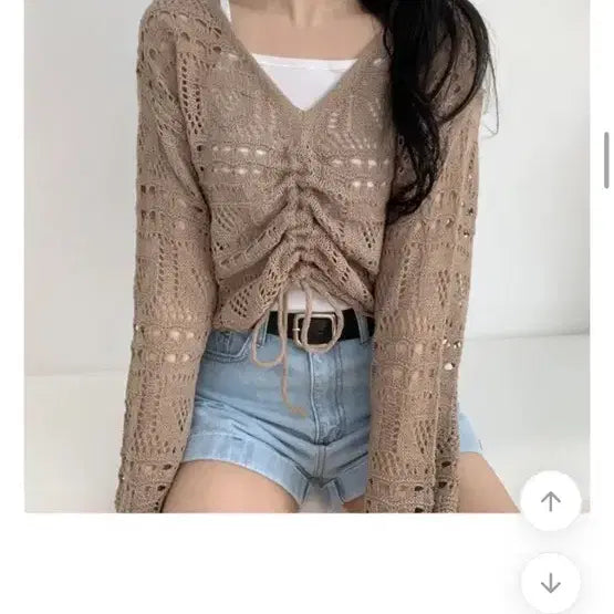 [BUNJANG] D.ELIN Hani String Punching Knit Beachwear / 에이블리 드엘린 하니 스트링 펀칭 니트 비치웨어 여름니트