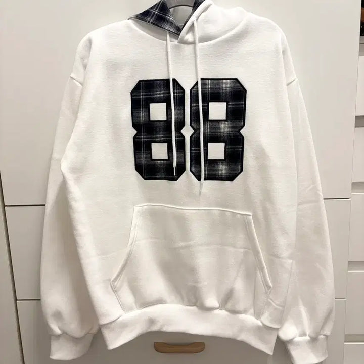 [BUNJANG] 88 Checkpoint White Fleece Lined Hoodie / 88 체크포인트 화이트 기모 후드티
