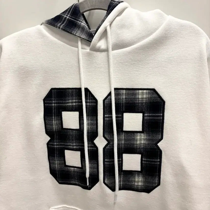 [BUNJANG] 88 Checkpoint White Fleece Lined Hoodie / 88 체크포인트 화이트 기모 후드티