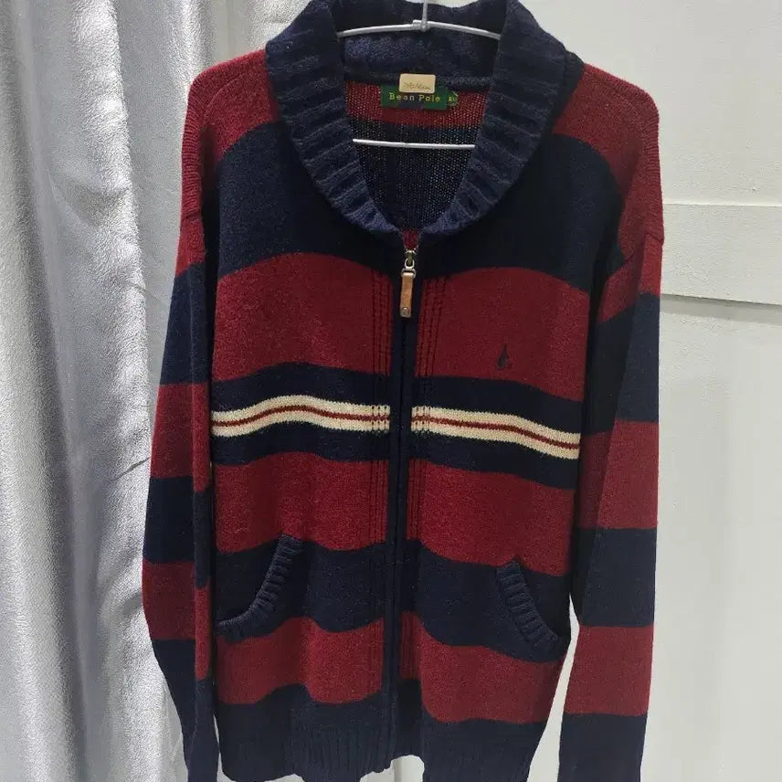 [BUNJANG] Beanpole Striped Zip-up Cardigan / 빈폴 스트라이프 집업 가디건