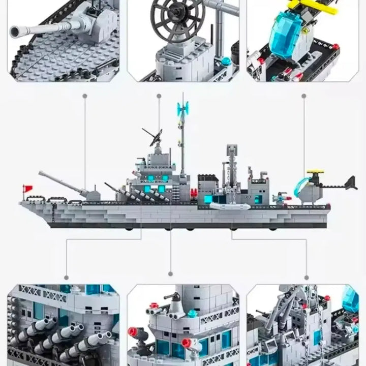 [BUNJANG] L Military Naval Ship Building Block Set / 레고 장난감조립 1560pcs 대형 해군선박 군함 블록 70cm키덜트 L