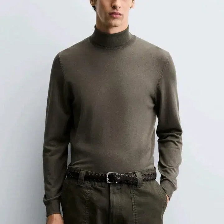 [BUNJANG] ZARA Basic High-Neck Sweater Khaki Knit / M) 자라 25fw 베이직 하이넥 스웨터 카키색 니트 0304 320