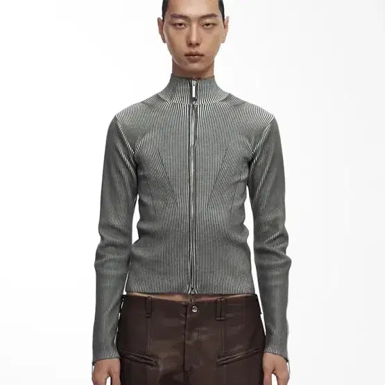 [BUNJANG] NACHE SMUDGE KNIT ZIP-UP / 나체 니트 집업 / NACHE SMUDGE KNIT ZIP-UP