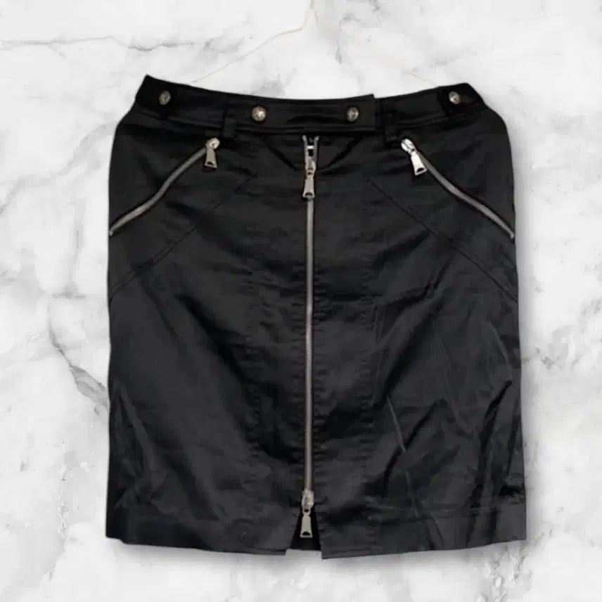 [BUNJANG] John Richmond Black Mini Skirt / 존리치몬드 수입 브랜드 지퍼 블랙 미니치마 445566 사이즈