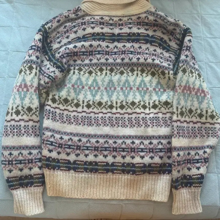 [BUNJANG] Vintage Nordic Embroidered Knit Cardigan / 빈티지 노르딕 자수 니트 집업 / 가디건 모리걸