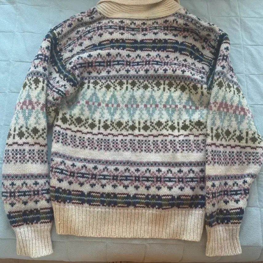 [BUNJANG] Vintage Nordic Embroidered Knit Cardigan / 빈티지 노르딕 자수 니트 집업 / 가디건 모리걸