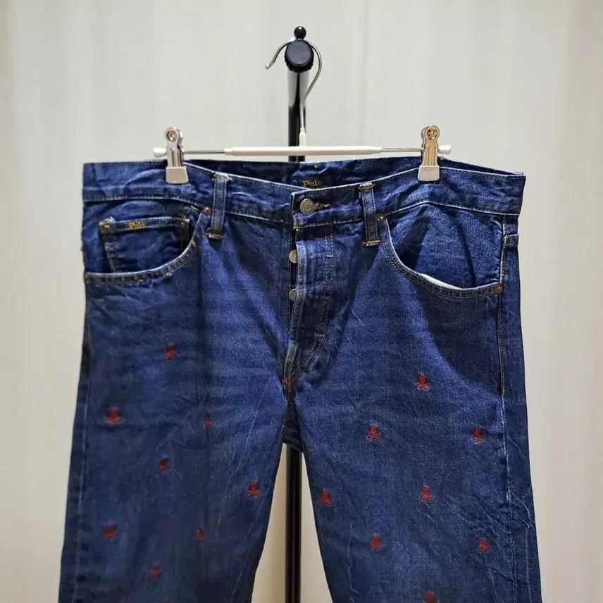 [BUNJANG] Polo Ralph Lauren Skull Embroidered Denim Pants / (무배) 폴로 랄프로렌 해골 자수 데님팬츠 33