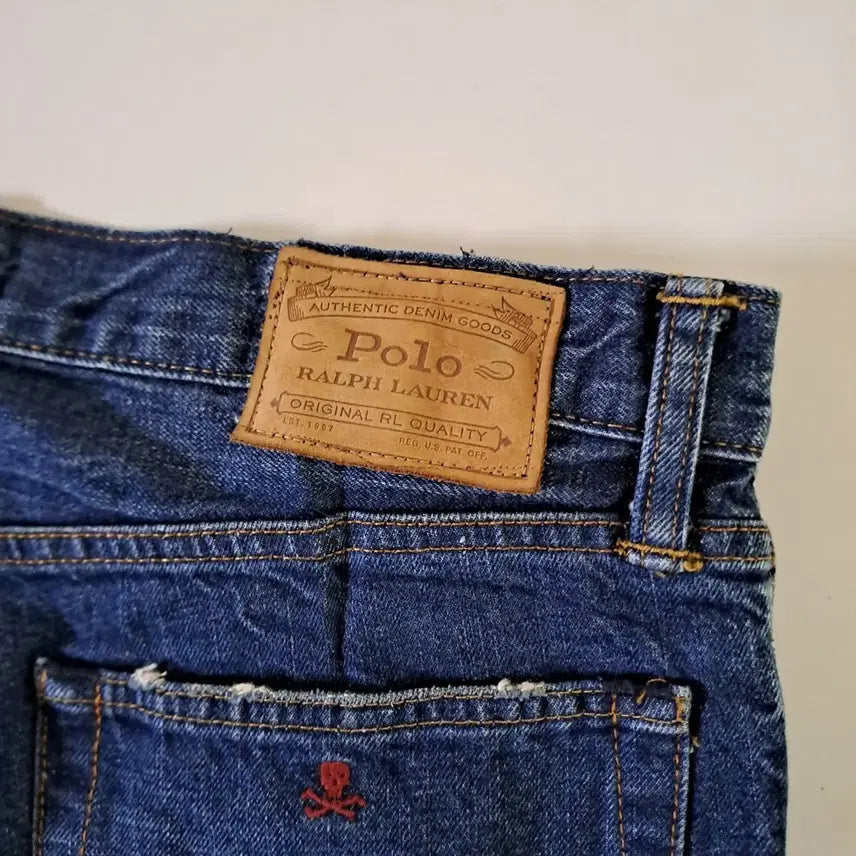 [BUNJANG] Polo Ralph Lauren Skull Embroidered Denim Pants / (무배) 폴로 랄프로렌 해골 자수 데님팬츠 33