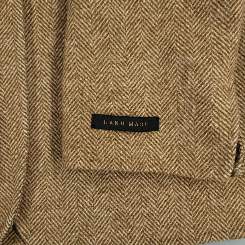 [BUNJANG] Zio Songzio Brown Herringbone Check Handmade Wool Blend Short Coat / 지오송지오 브라운 헤링본체크 핸드메이드 투버튼 울블렌드 숏코트 하프코트