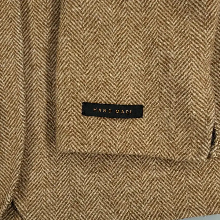 [BUNJANG] Zio Songzio Brown Herringbone Check Handmade Wool Blend Short Coat / 지오송지오 브라운 헤링본체크 핸드메이드 투버튼 울블렌드 숏코트 하프코트