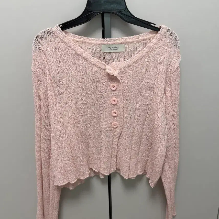 [BUNJANG] Bicini Pink Slant Button Cardigan / 바이씨니 제작 사선 버튼 가디건 핑크