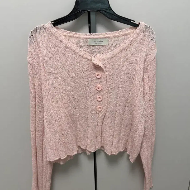 [BUNJANG] Bicini Pink Slant Button Cardigan / 바이씨니 제작 사선 버튼 가디건 핑크