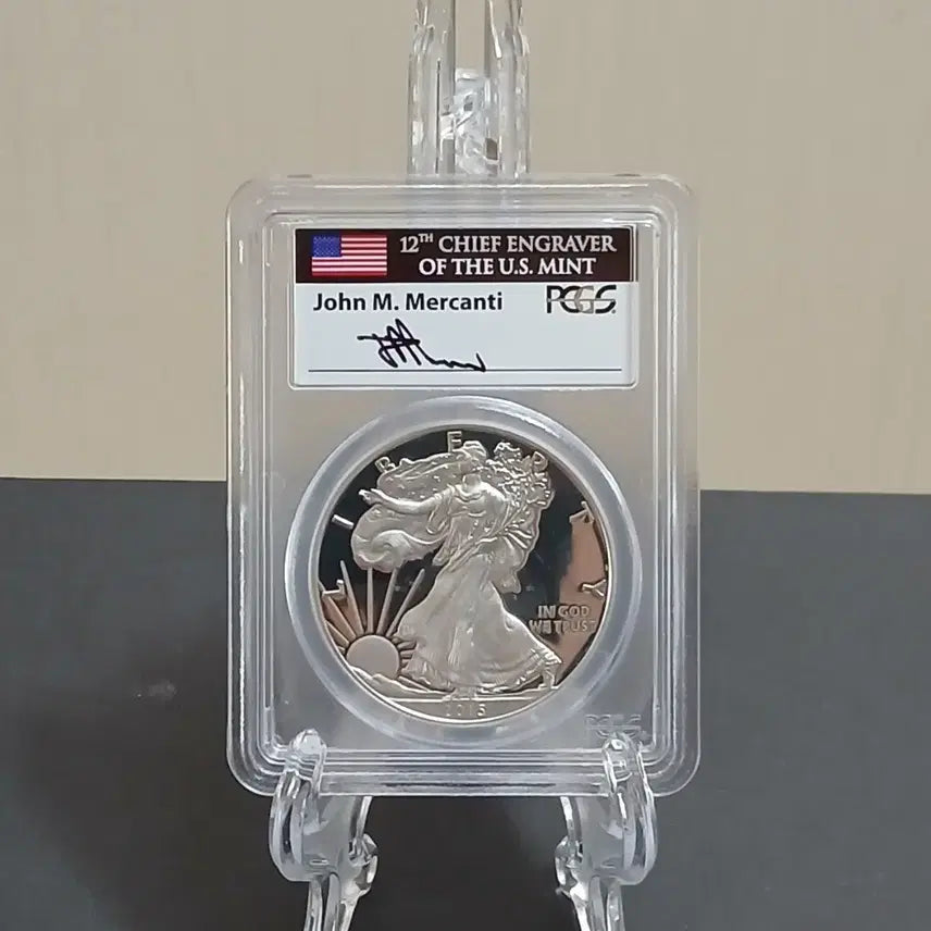 [BUNJANG] US Mint 2015 Silver Eagle First Day of Issue Silver Coin / 미국2015 PR70 실버이글 첫날발행 "메르칸티"서명 은화