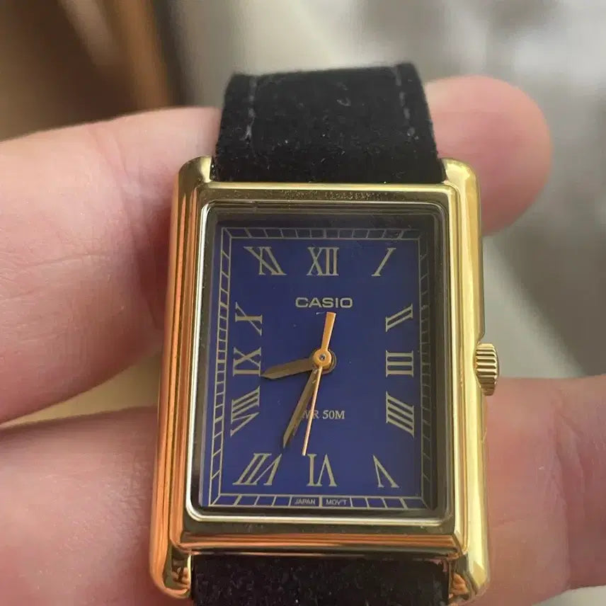 [BUNJANG] Casio Tank Navy Dial Gold Watch / 카시오탱크 네이비다이얼 금장 + 스트랩5종