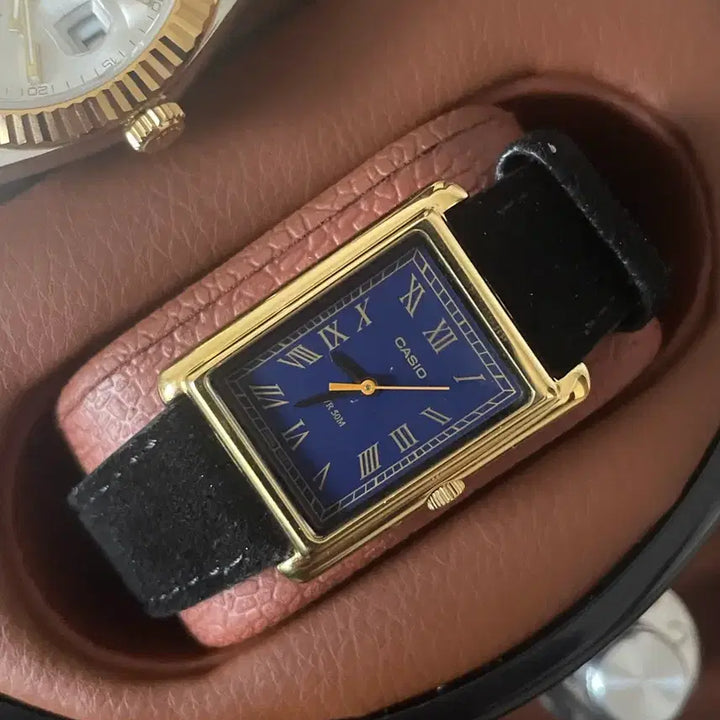 [BUNJANG] Casio Tank Navy Dial Gold Watch / 카시오탱크 네이비다이얼 금장 + 스트랩5종