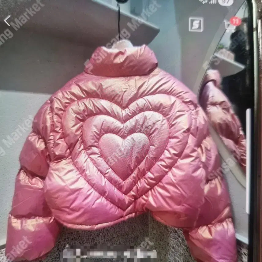 [BUNJANG] Glossy Quilted Heart Jacket / 요즘유행하는  글로시 누빔패딩 하트  자켓  새상품   도매가 32000