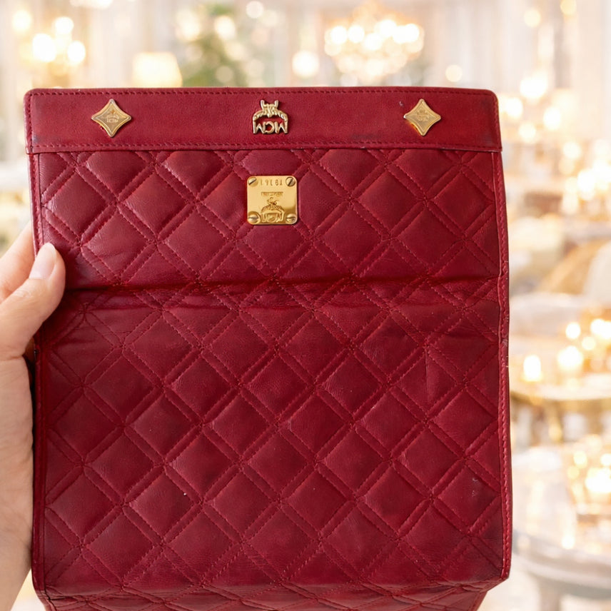 [BUNJANG] MCM Quilted Long Wallet / MCM정품 레드 퀼팅 장지갑