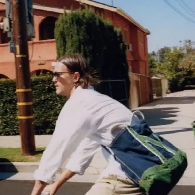 [BUNJANG] NICENESS L.lesh Shoulder Tote Bag (Green/Navy) / 나이스네스(NICENESS)  L.lesh  숄더 토트백 그린 네이비