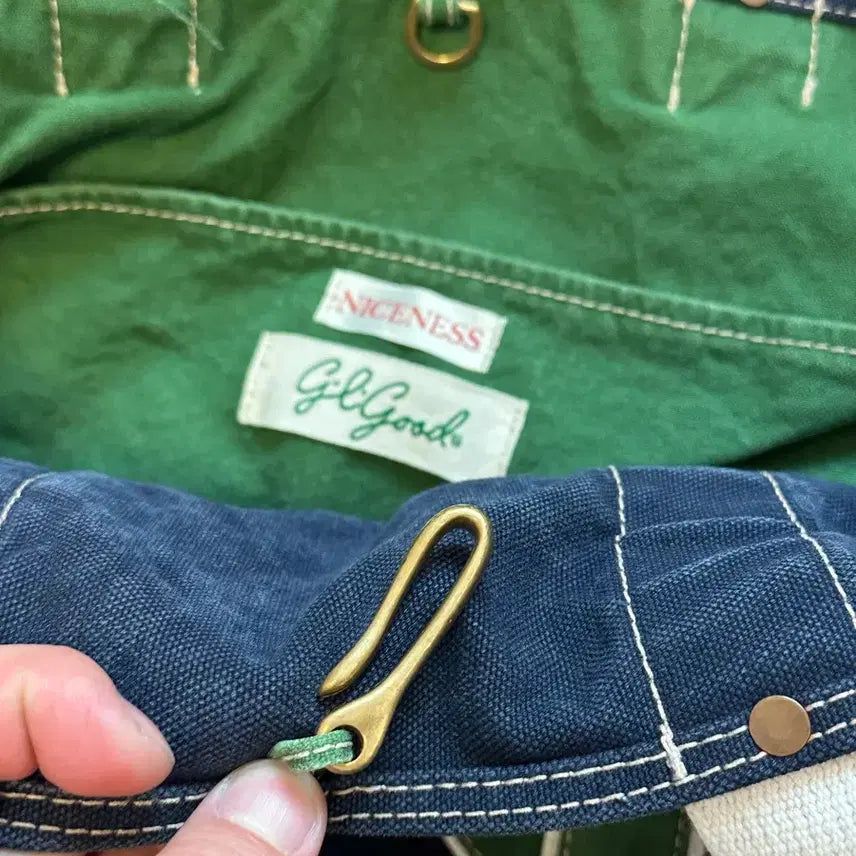 [BUNJANG] NICENESS L.lesh Shoulder Tote Bag (Green/Navy) / 나이스네스(NICENESS)  L.lesh  숄더 토트백 그린 네이비