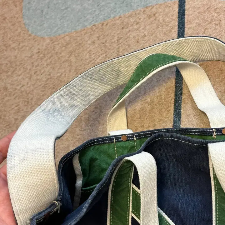 [BUNJANG] NICENESS L.lesh Shoulder Tote Bag (Green/Navy) / 나이스네스(NICENESS)  L.lesh  숄더 토트백 그린 네이비