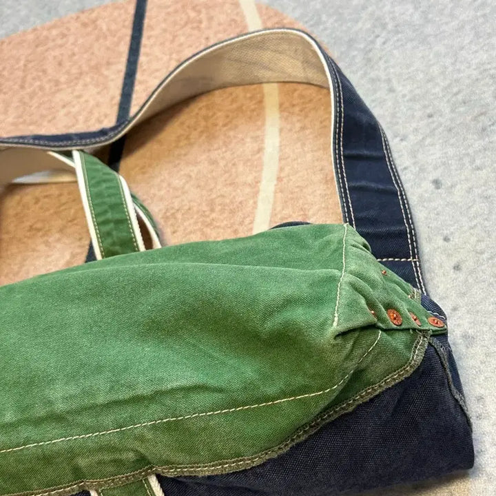 [BUNJANG] NICENESS L.lesh Shoulder Tote Bag (Green/Navy) / 나이스네스(NICENESS)  L.lesh  숄더 토트백 그린 네이비