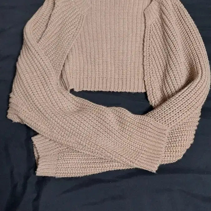 [BUNJANG] Knit Crop Cardigan Beige / 니트 크롭 가디건 베이지
