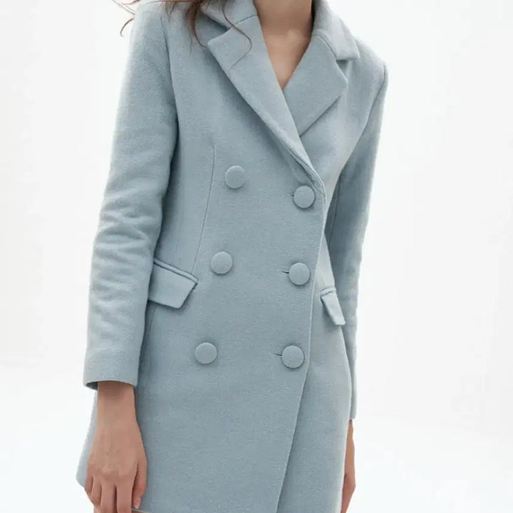 [BUNJANG] Odd One Out Double Button Coat Jacket Dress Blue / 오드원아웃 더블 버튼 코트 자켓 원피스 블루