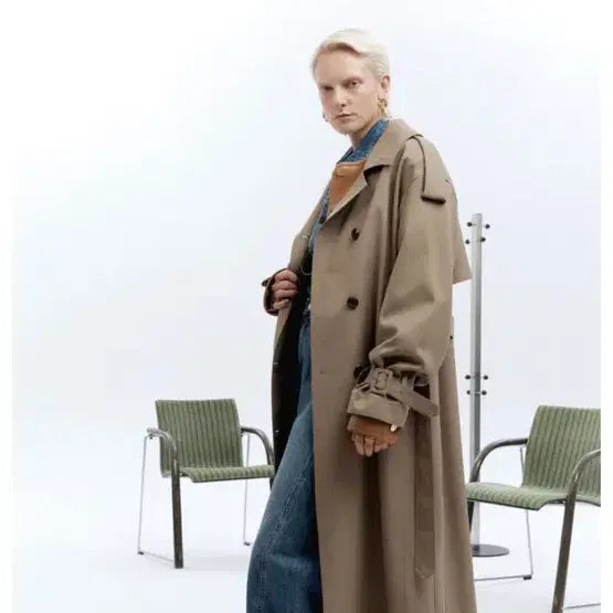 [BUNJANG] Bron Long Trench Coat Beige / 브론 롱 기장 트렌치 코트 베이지